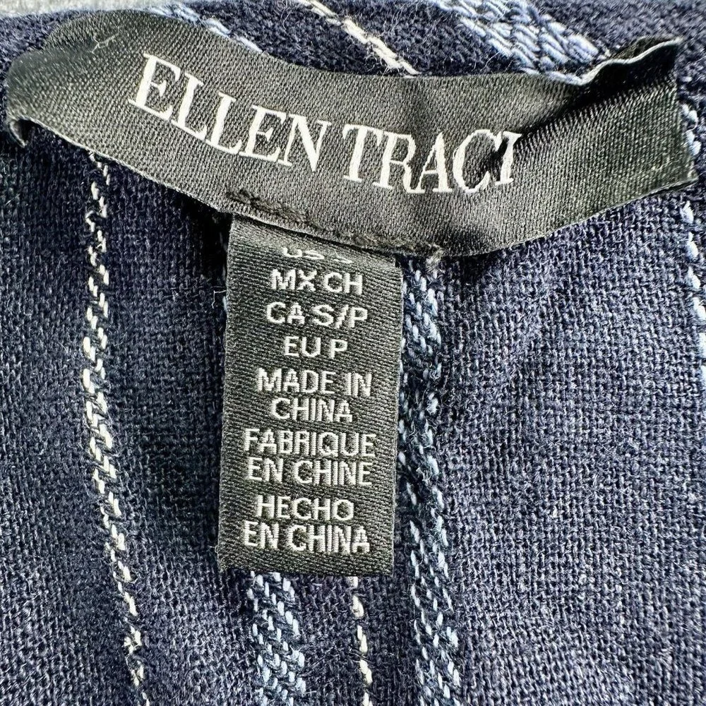 Ellen Tracy Tie Front Linen Blend Dress Size Small Navy White‎ Stripe $129 NWT